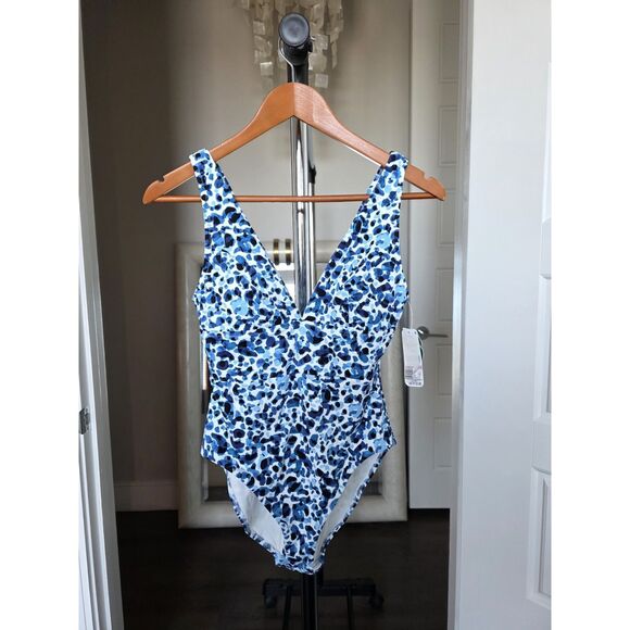 TOMMY BAHAMA Palm Modern Leopard-Print One-Piece Swimsuit SIZE 6 - Picture 2 of 6